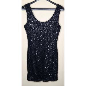 Black Sleeveless Sequin Mini Dresss Peaches N Cream Size XS